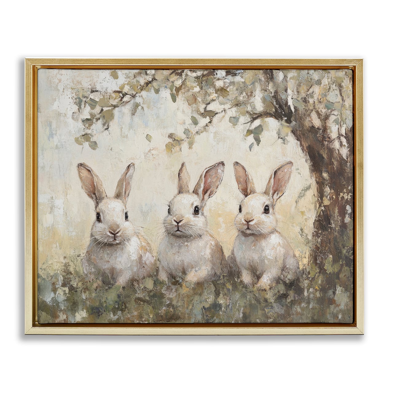 Stupell Industries Fairytale Bunnies Under Tree Floating Frame Wall Art